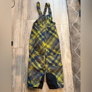 Columbia Boy’s Med (10/12) Plaid Yellow/ Navy Blue Snow Bibs/ Overalls
